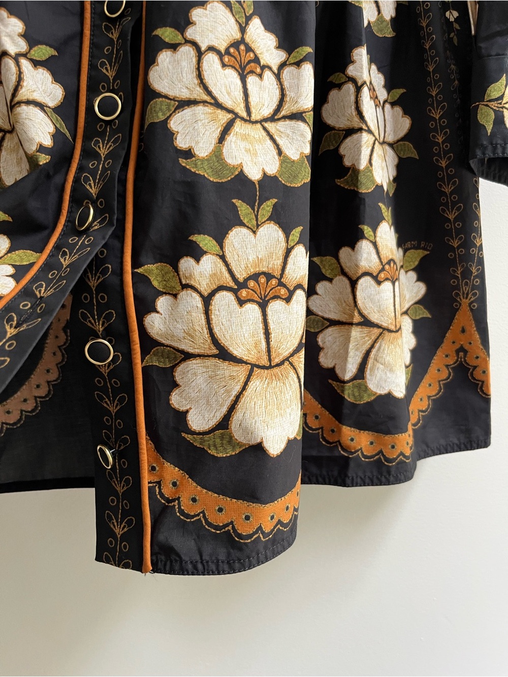 Farm Rio $554 NWT Floral Print Mini Dress Black M - Picture 5 of 9